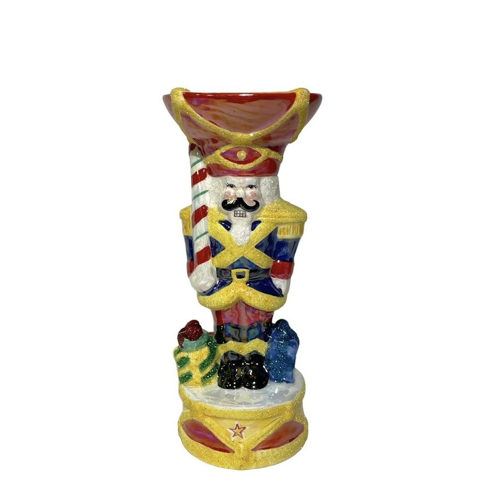 Vintage Christopher Radko Nutcracker Dandy Toy Soldier Ceramic Candle Holder NIB